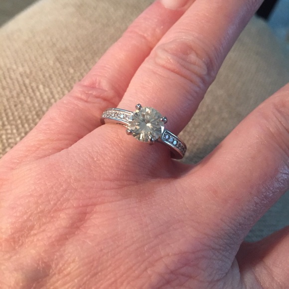 White Moissanite Engagement Ring Size 7